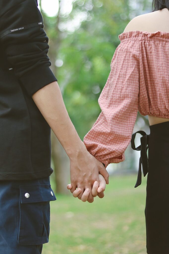 couple, holding hands, together